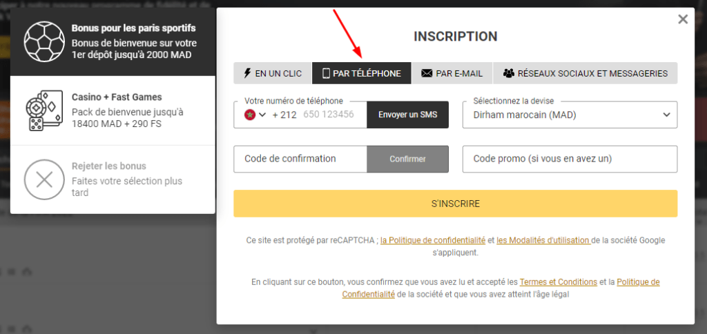 Créez votre compte Melbet simplement avec votre numéro de téléphone.