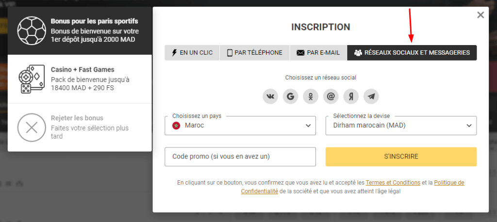 Utilisez vos comptes de réseaux sociaux, comme Telegram, pour rejoindre Melbet rapidement.