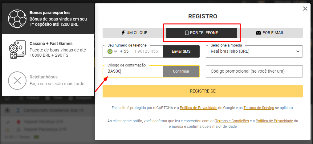 Como criar sua conta Melbet utilizando o número de telefone